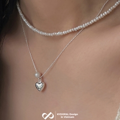 Dây chuyền bạc nữ KYDOPAL vòng cổ cá tính xỏ trai nuôi mix tim phồng nữ tính - PAL9C3C54