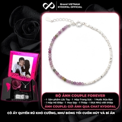 Lắc tay bạc nữ KYDOPAL vòng tay tuamaline hạt đá tròn màu sắc mix hạt bạc vỡ nhẹ nhàng - PAL9C3L24