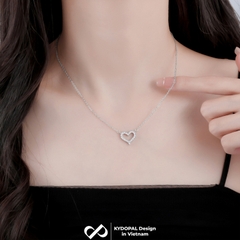 Dây chuyền bạc nữ KYDOPAL cá tính tim rỗng nạm đá viền cao cấp trang sức bạc 925 - PAL9C3C22