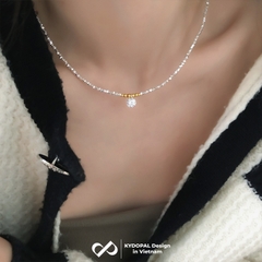 Dây chuyền bạc nữ KYDOPAL hạt bạc vỡ mix charm bi vàng treo đá 8mm sáng trang sức 925 - PAL9C3C37