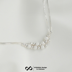 Lắc tay, lắc chân bạc nữ KYDOPAL dây kép xỏ bi cá tính phay cát lấp lánh trang sức 925 - PAL9C3L65
