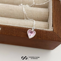 Dây chuyền bạc nữ KYDOPAL mẫu cá tính hạt mix mặt tim hồng blink lấp lánh trang sức 925 - PAL9C3C67