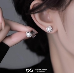 Khuyên tai bạc nữ KYDOPAL hoa cá tính xoắn đính trai nước ngọt tự nhiên nữ tính - PAL9C3K8
