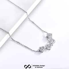 Dây chuyền bạc nữ KYDOPAL mẫu cỏ bốn 4 lá cá tính đá ghép hai trái tim trang sức 925 - PAL9C3C29