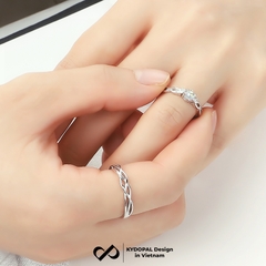 Nhẫn đôi bạc KYDOPAL cá tính gắn đá moonstone dành cho các cặp đôi trang sức bạc 925 - PAL9C3N8
