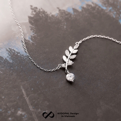 Dây chuyền bạc nữ KYDOPAL mặt tán lá treo hạt đá nhỏ nữ tính trang sức bạc 925 - PAL9C3C63