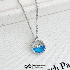 Dây chuyền bạc nữ KYDOPAL vòng cổ cá tính cá voi biển xanh lấp lánh trang sức bạc 925 - PAL9C3C49