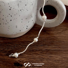 Lắc tay bạc nữ KYDOPAL vòng tay hạt trai nước ngọt mix ống bạc xoắn nữ tính trang sức bạc 925 - PAL9C3L53