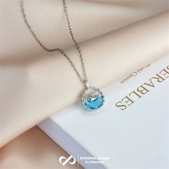 Dây chuyền bạc nữ KYDOPAL vòng cổ cá tính cá voi biển xanh lấp lánh trang sức bạc 925 - PAL9C3C49