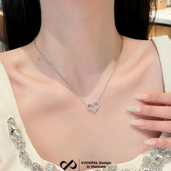 Dây chuyền bạc nữ KYDOPAL cá tính tim rỗng nạm đá viền cao cấp trang sức bạc 925 - PAL9C3C22