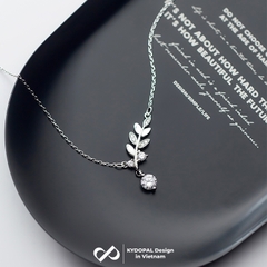 Dây chuyền bạc nữ KYDOPAL mặt tán lá treo hạt đá nhỏ nữ tính trang sức bạc 925 - PAL9C3C63