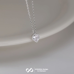 Dây chuyền bạc nữ KYDOPAL mặt trái tim đính đá viền cao cấp trang sức bạc 925 - PAL9C3C12