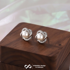 Khuyên tai bạc nữ KYDOPAL hoa cá tính xoắn đính trai nước ngọt tự nhiên nữ tính - PAL9C3K8