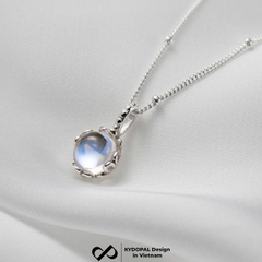 Dây chuyền bạc nữ KYDOPAL vòng cổ cá tính ổ đá cánh hoa tú cầu moonstone trang sức bạc 925 - PAL9C3C33