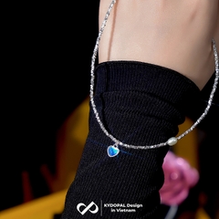Dây chuyền bạc nữ KYDOPAL vòng cổ trái tim đá moon ánh xanh hạt vỡ nữ trang sức bạc 925 - PAL9C3C36
