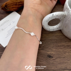 Lắc tay bạc nữ KYDOPAL vòng tay hạt trai nước ngọt mix ống bạc xoắn nữ tính trang sức bạc 925 - PAL9C3L53