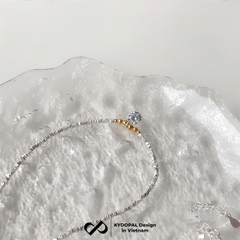Dây chuyền bạc nữ KYDOPAL hạt bạc vỡ mix charm bi vàng treo đá 8mm sáng trang sức 925 - PAL9C3C37