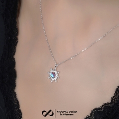 Dây chuyền bạc nữ KYDOPAL vòng cổ mặt trời đá moonstone đổi màu lấp lánh - PAL9C3C48