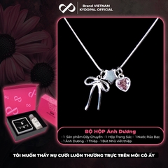 Dây chuyền bạc nữ KYDOPAL cá tính treo Charm nơ thắt, ngôi sao và tim hồng dễ thương - PAL9C3C38