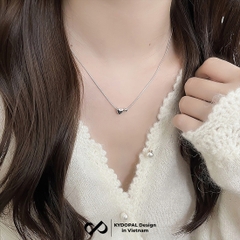 Dây chuyền bạc nữ KYDOPAL sợi mì tròn dày mặt tim phồng bóng trơn mix bi trơn 4mm xinh xắn - PAL9C3C7