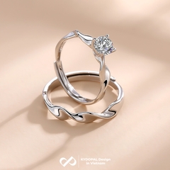 Nhẫn đôi bạc KYDOPAL đeo nam nữ cá tính FREESIZE sóng TRUE LOVE trơn cá tính - PAL9C3N12