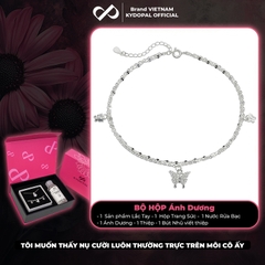 Lắc chân bạc nữ KYDOPAL dây kép hoa chặn treo charm hồ điệp đính đá dịu dàng, sang trọng - PAL9C8LC5
