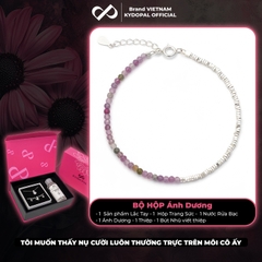 Lắc tay bạc nữ KYDOPAL vòng tay tuamaline hạt đá tròn màu sắc mix hạt bạc vỡ nhẹ nhàng - PAL9C3L24