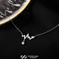 Dây chuyền bạc nữ KYDOPAL nhịp tim cá tính đính đá xinh xắn trang sức bạc cao cấp - PAL9C3C13