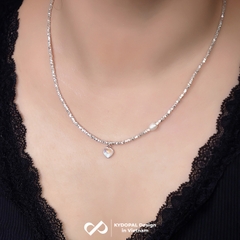 Dây chuyền bạc nữ KYDOPAL vòng cổ trái tim đá moon ánh xanh hạt vỡ nữ trang sức bạc 925 - PAL9C3C36