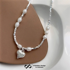 Dây chuyền bạc nữ KYDOPAL hạt vỡ Charm tim trai nước ngọt tự nhiên trang sức cao cấp - PAL9C3C66