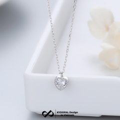 Dây chuyền bạc nữ KYDOPAL mặt trái tim đính đá viền cao cấp trang sức bạc 925 - PAL9C3C12