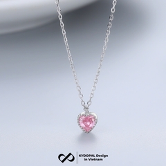 Dây chuyền bạc nữ KYDOPAL mẫu cá tính hạt mix mặt tim hồng blink lấp lánh trang sức 925 - PAL9C3C67