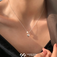 Dây chuyền bạc nữ KYDOPAL vòng cổ cá tính xỏ trai nuôi mix tim phồng nữ tính - PAL9C3C54