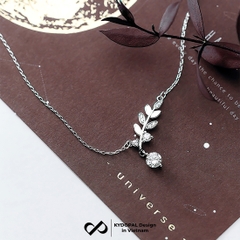 Dây chuyền bạc nữ KYDOPAL mặt tán lá treo hạt đá nhỏ nữ tính trang sức bạc 925 - PAL9C3C63