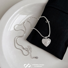 Dây chuyền bạc nữ KYDOPAL vòng cổ cá tính dây xù kim tuyến treo mặt tim phay cát bản to trang sức bạc 925 - PAL9C3C59