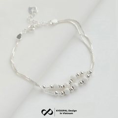 Lắc tay, lắc chân bạc nữ KYDOPAL dây kép xỏ bi cá tính phay cát lấp lánh trang sức 925 - PAL9C3L65