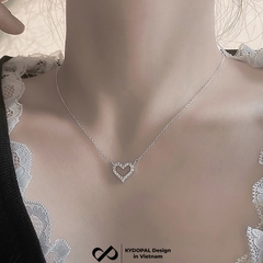 Dây chuyền bạc nữ KYDOPAL cá tính tim rỗng nạm đá viền cao cấp trang sức bạc 925 - PAL9C3C22