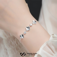 Lắc tay bạc nữ KYDOPAL s925 cỏ bốn lá tam hoa cánh tim nạm đá mix ổ đá trang sức bạc 925 - PAL9C8L22