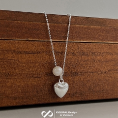 Dây chuyền bạc nữ KYDOPAL vòng cổ cá tính xỏ trai nuôi mix tim phồng nữ tính - PAL9C3C54