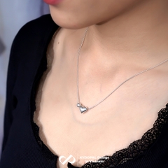 Dây chuyền bạc nữ KYDOPAL sợi mì tròn dày mặt tim phồng bóng trơn mix bi trơn 4mm xinh xắn - PAL9C3C7