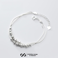 Lắc tay, lắc chân bạc nữ KYDOPAL dây kép xỏ bi cá tính phay cát lấp lánh trang sức 925 - PAL9C3L65