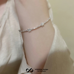 Lắc tay bạc nữ KYDOPAL hạt bạc vỡ cá tính mix charm hồ điệp phồng xinh xắn trang sức 925 - PAL9C9L13