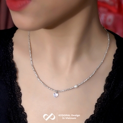Dây chuyền bạc nữ KYDOPAL vòng cổ trái tim đá moon ánh xanh hạt vỡ nữ trang sức bạc 925 - PAL9C3C36