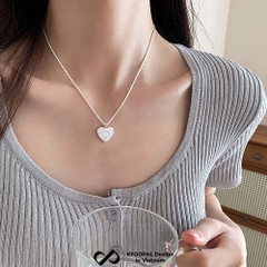 Dây chuyền bạc nữ KYDOPAL vòng cổ cá tính dây xù kim tuyến treo mặt tim phay cát bản to trang sức bạc 925 - PAL9C3C59