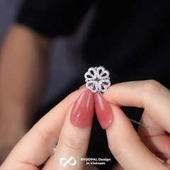 Dây chuyền bạc nữ KYDOPAL mẫu cỏ bốn 4 lá cá tính đá ghép hai trái tim trang sức 925 - PAL9C3C29