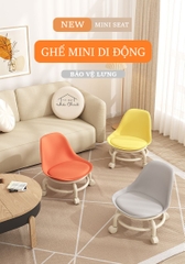 [Giá hủy diệt] [Ảnh thật] GHẾ MINI DI DỘNG CÓ TỰA CHỐNG ĐAU LƯNG NỆM DA CHỐNG NƯỚC BÁNH XE CHỐNG ỒN XOAY 360 ĐỘ