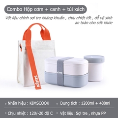 SET HỘP CƠM CANH SỢI TRE KHÁNG KHUẨN CAO CẤP KIMSCOOK