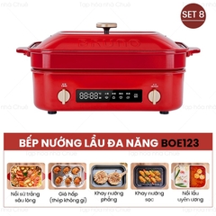 BẾP LẨU NƯỚNG ĐA NĂNG BRUNO DIGITAL 2.0 BOE123 [COMBO SET8 - ĐỎ]