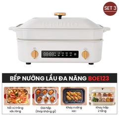 BẾP LẨU NƯỚNG ĐA NĂNG BRUNO DIGITAL 2.0 BOE123 [COMBO SET3 - TRẮNG]