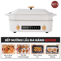 BẾP LẨU NƯỚNG ĐA NĂNG BRUNO DIGITAL 2.0 BOE123 [COMBO SET5 - TRẮNG]
